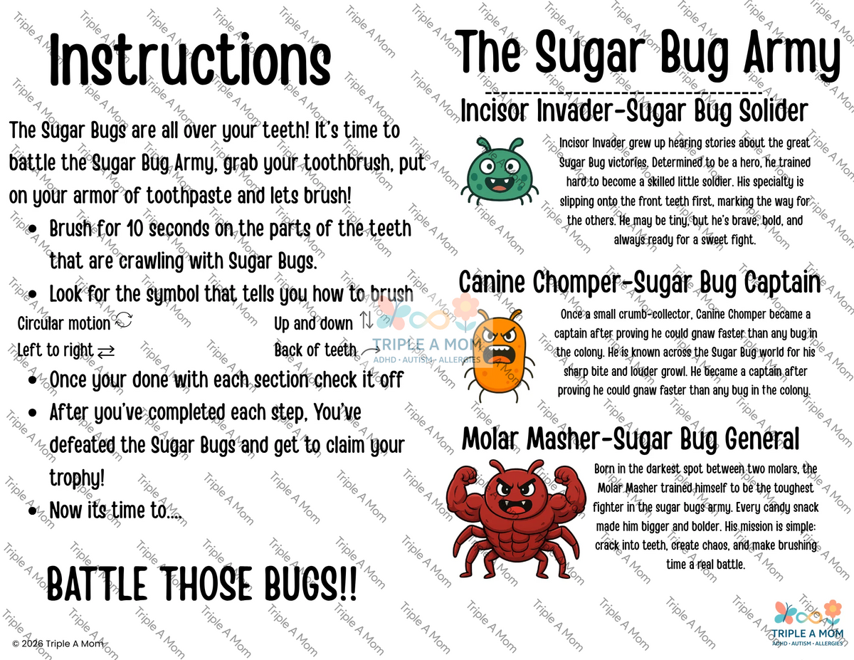 Sugar Bug Checklist, a toothbrushing battle checklist
