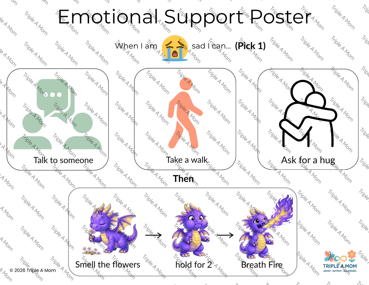 Emotional Support poster with strategies for sad feelings