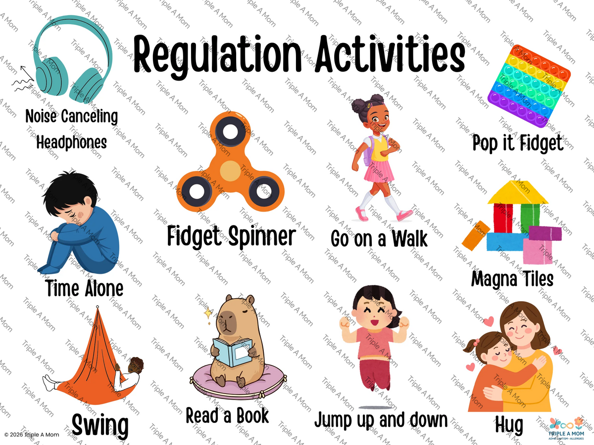 Regulation Activities poster with calming activity ideas (preview 3 of 3)