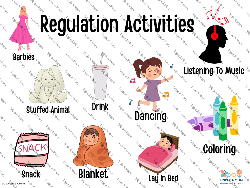 Regulation Activities poster with calming activity ideas (preview 2 of 3)