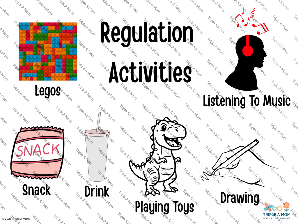 Regulation Activities poster with calming activity ideas (preview 1 of 3)