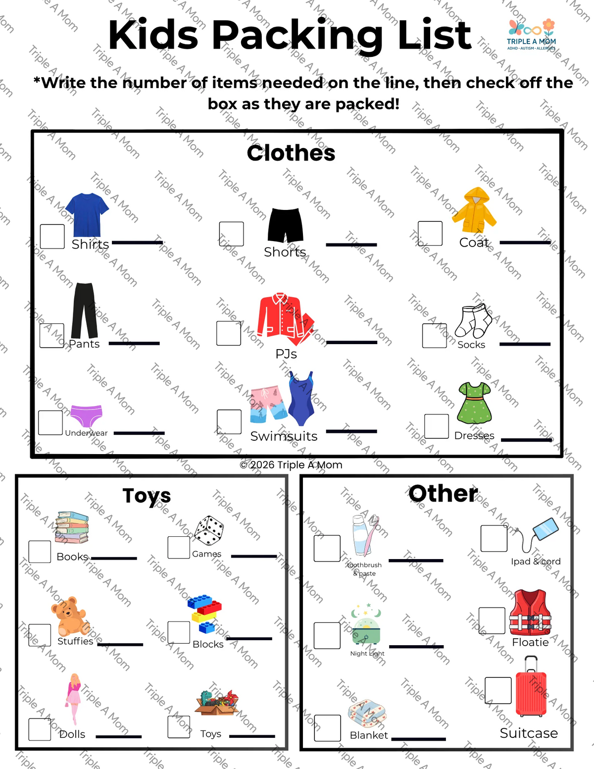 Kids Packing Checklist with picture steps (preview 2 of 2)