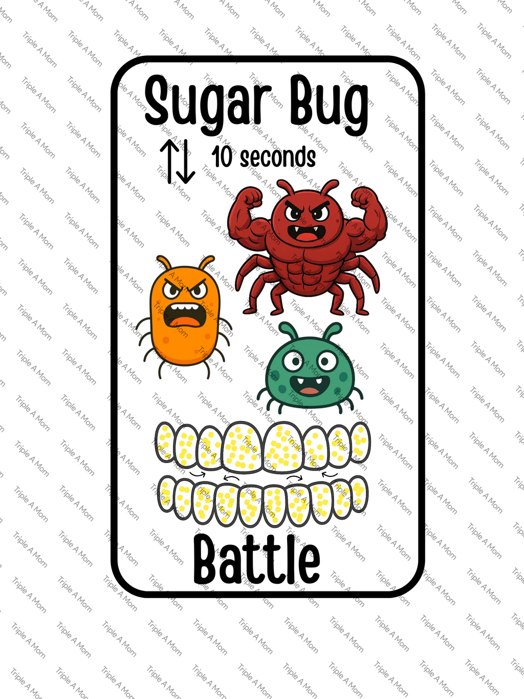 Battle of the Sugar Bugs printable toothbrushing card game for kids (preview 5 of 6)